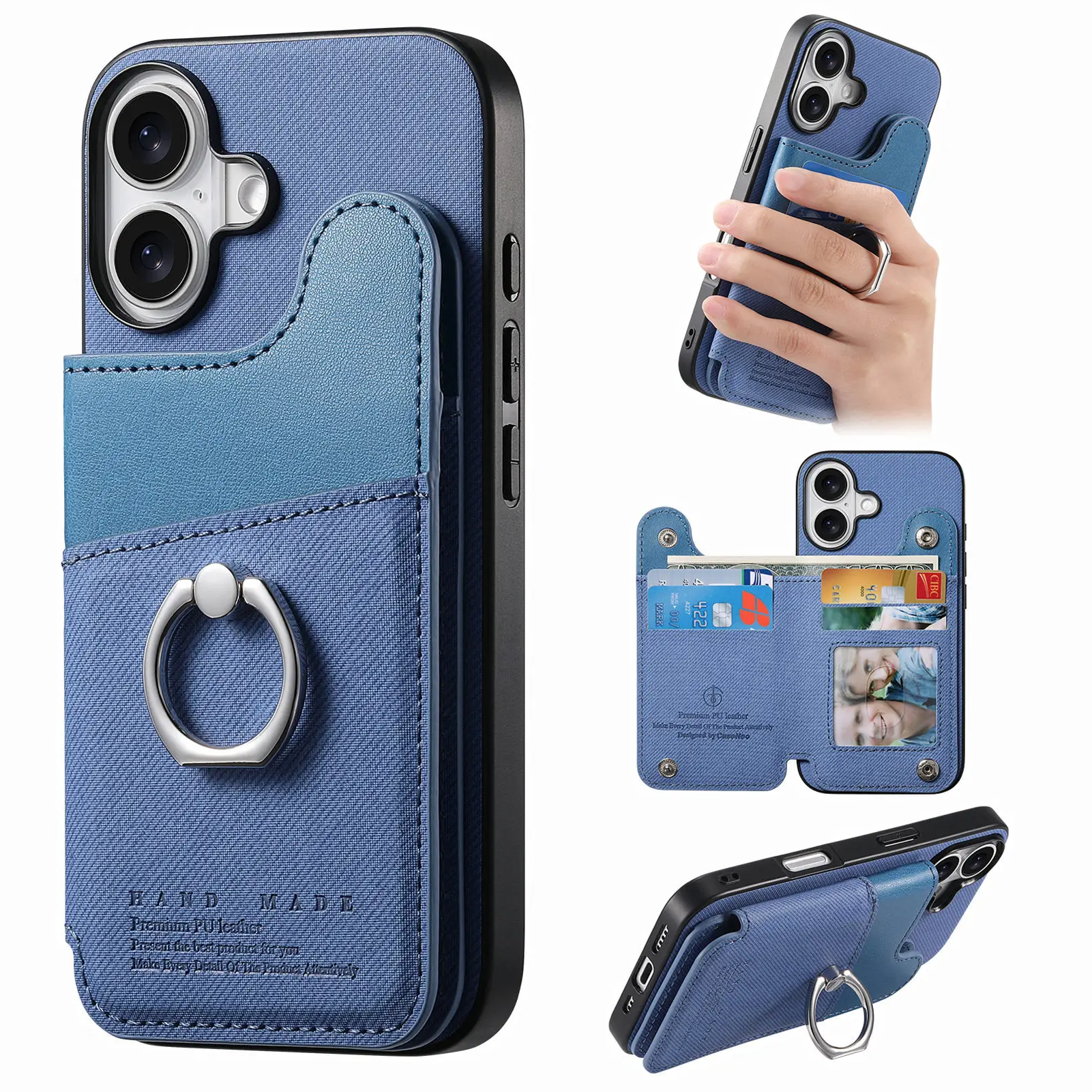 Finger Ring Wallet Case for Funda Samsung Galaxy Buddy5 4 3 Quantum6 5 4 Jump4 3 RFID Blocking 5 Cards Holder Phone Cover - view 6