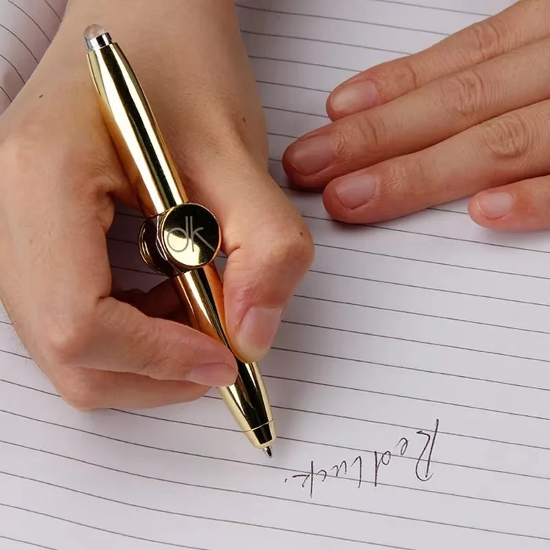Creative Multi-Function LED Light Pen Spinning Decompression Gyro Metal Ballpoint Pen Fashion Office School Supplies Writing Pen