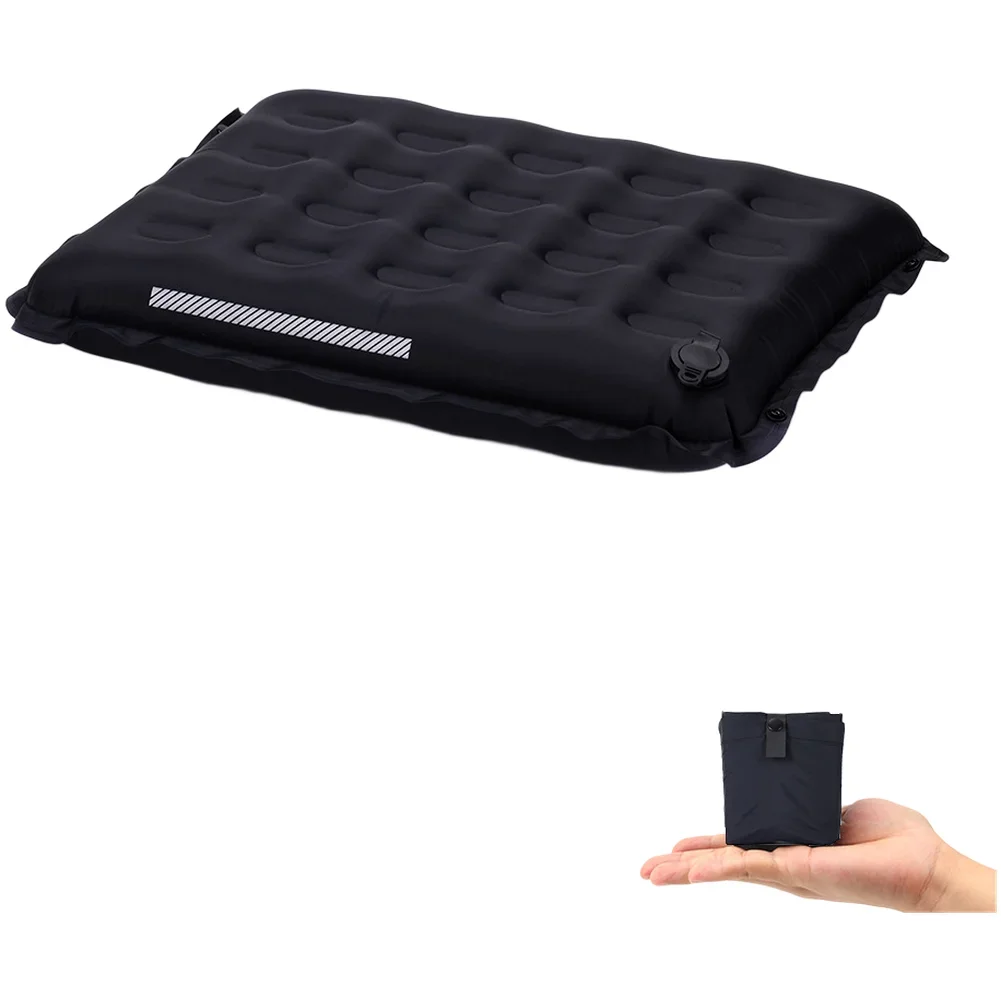 7cm Thick Inflatable Seat Pad 42x34x7cm Ultralight Portable Camping Mat for Outdoor Use with Reflective Safety Strip