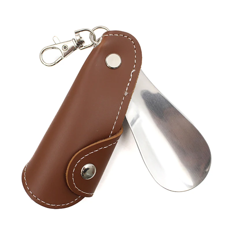 Metallic Leather Calçadeira Portátil Unisex Shoe Lifter, Fivela Gaveta em uma Variedade de Cores