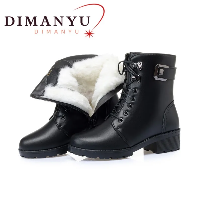 

DIMANYU Winter Boots Women Genuine Leather Natural Wool Warm Non-slip Ladies Ankle Boots Large Size 41 42 43 Snow Boots Women