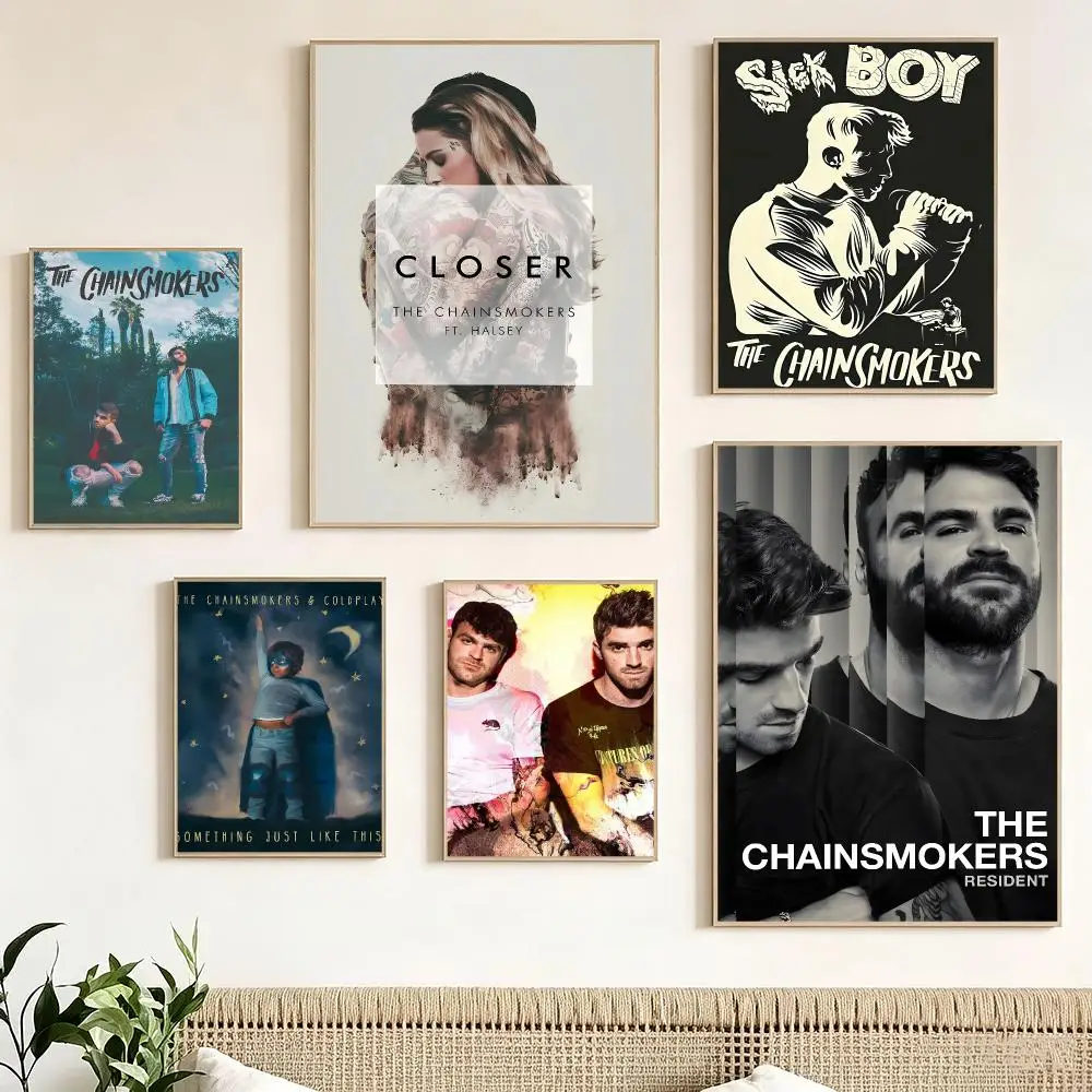 Electronic Music Band T-The Chainsmokers Poster impermeable para el hogar sala de estar dormitorio bar decoracion estetica