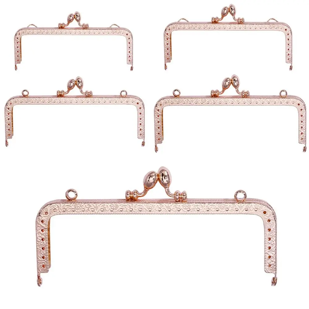 Square Glossy Gold Basic Metal Purse Frame Kiss Clasp Lock DIY Bag Accessories 8.5/10.5/12.5/15/18/20.5 CM Bag Frame Buckle