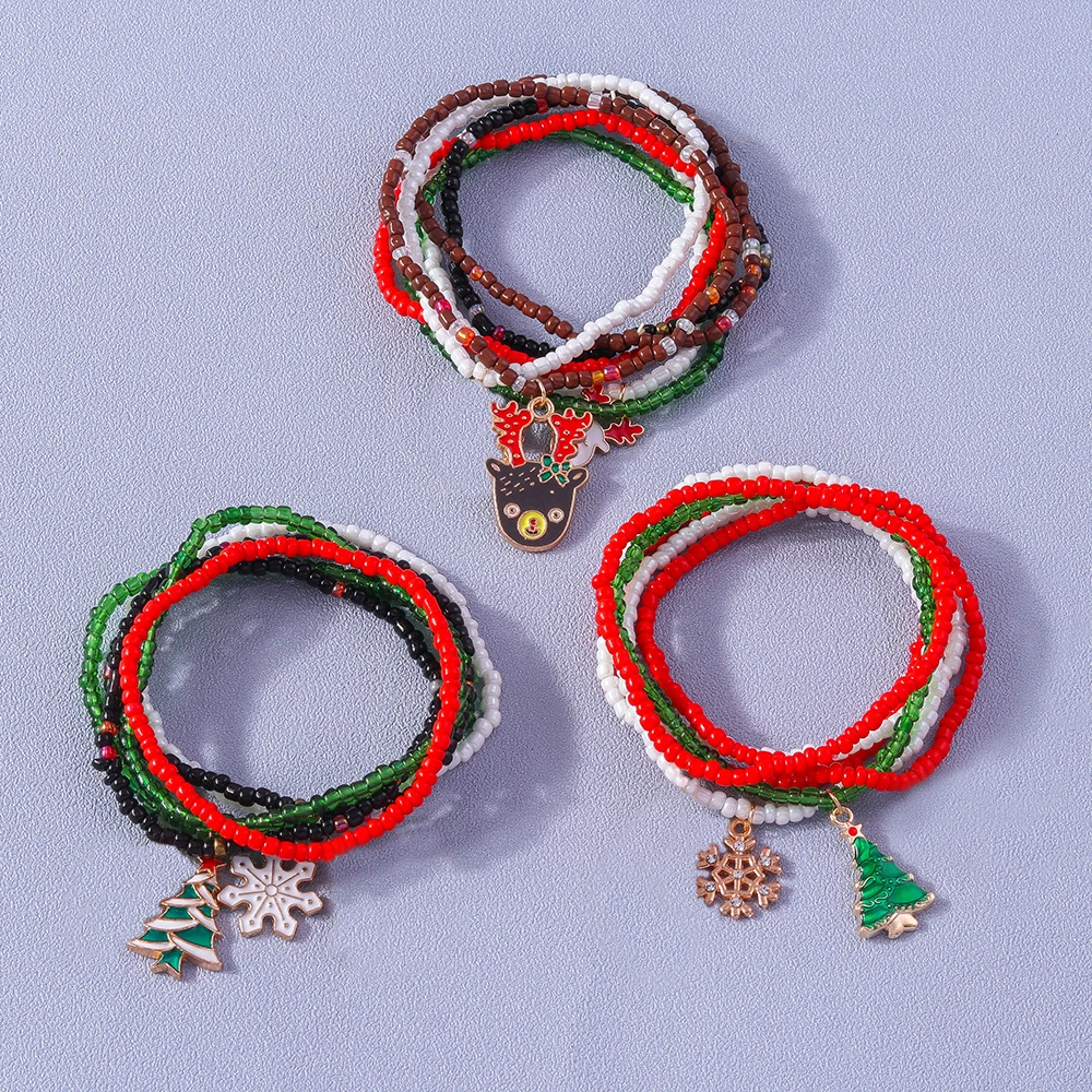 Aihua Neue 10 teile/los Weihnachten Armbänder für Frauen Mädchen Santa Claus Deer Glocke Weihnachten Baum Armband Charme Armreif Schmuck Geschenke – Detail 5