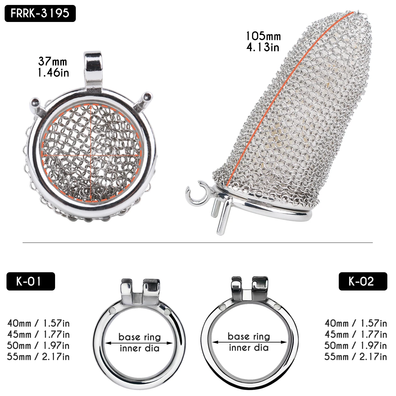 FRRK 4in BDSM Metal Chastity Cage for Male Stainless Steel Mesh Restraint Penis Cock Lock Device Adult Sex Toy For Man Gay 18+