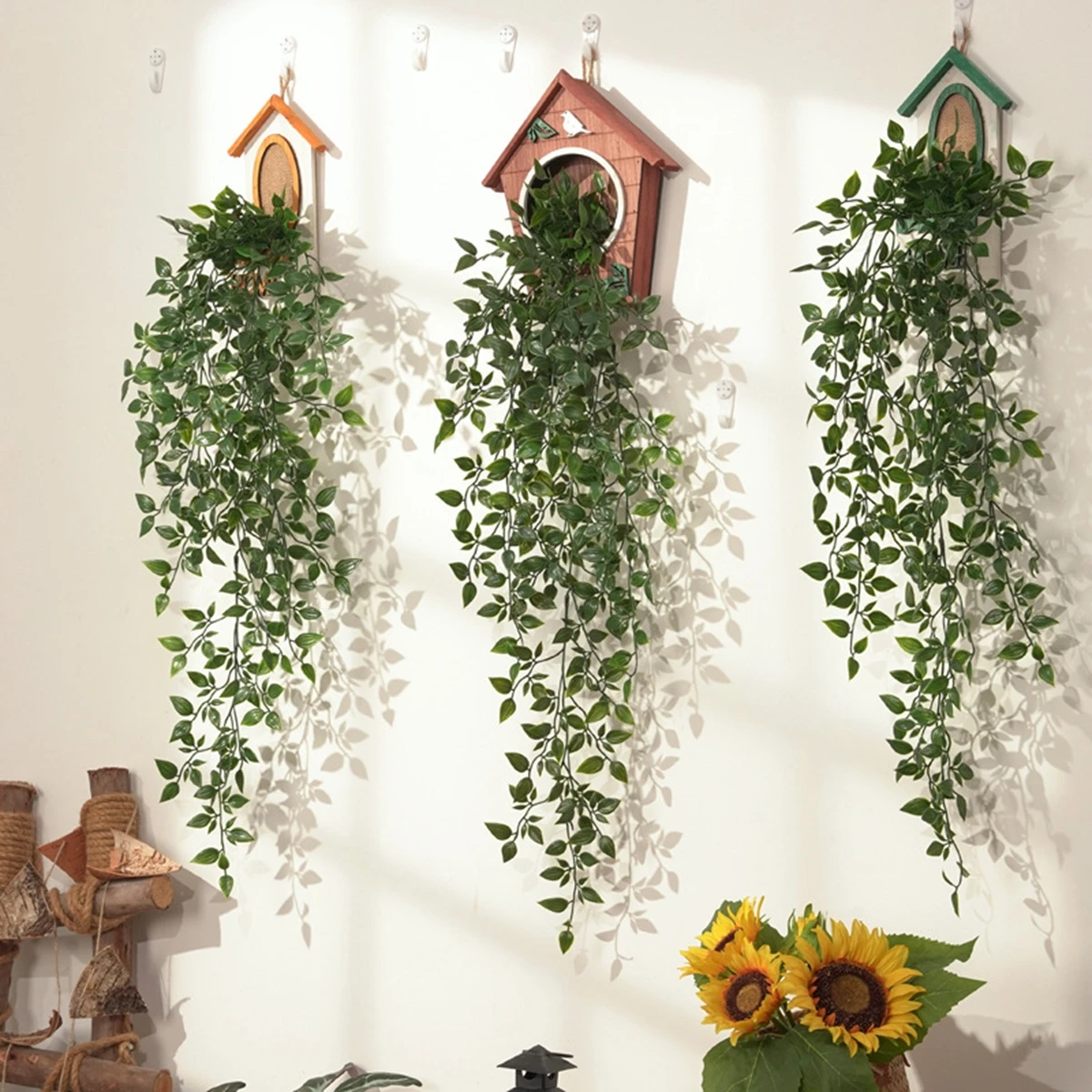 Künstliche Pflanzen Simulierte Pflanzenranken Frühlings-Hängepflanzen für Zuhause, Zimmer, Tür, Garten, Hochzeitskranz, Deko, DIY-Geschenkzubehör – Detail 6