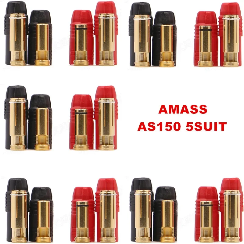 Amass AS150 Male Female Anti Spark Connector 7mm Gold Plated Banana Plug Set for High Voltage Battery ESC and Charge Lead