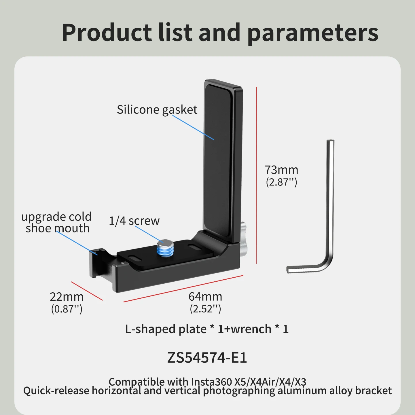 Bgning Quick Switch Horizontal-Vertikal-L-Halterung für Insta360 X6 X5 X4 Air 360 Kamera-Basis Dual-Kaltschuh-Erweiterungskit – Detail 6