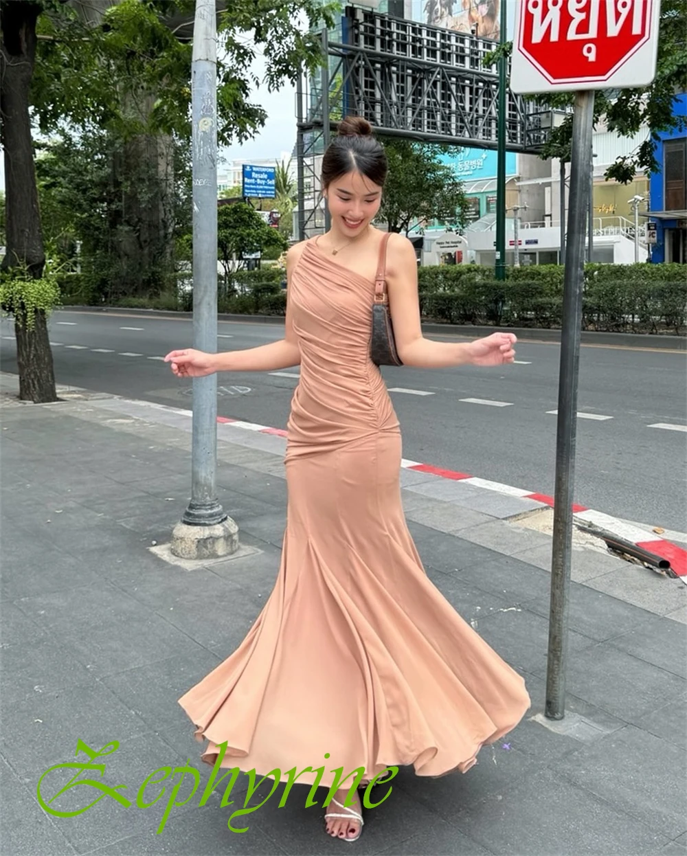 فستان سهرة حورية البحر شيفون فاخر مخصص أنيق بكتف واحد للحفلات الراقصة عالي الجودة بدون أكمام فساتين مناسبة خاصة