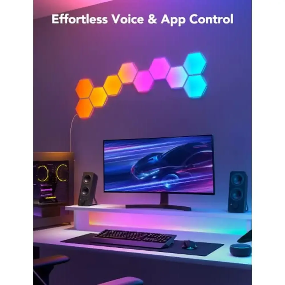 육각 조명 패널 RGBIC 육각 LED 벽 조명, 와이파이 스마트 홈 장식, 음악 동기화 게임 선물, 새해 시각 효과, 알렉사