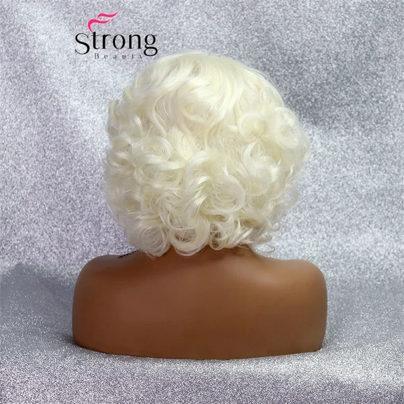 Parrucca corta in pizzo Bob Parrucca anteriore in pizzo sintetico riccio biondo per le donne Parrucche sintetiche resistenti al calore con linea sottile naturale