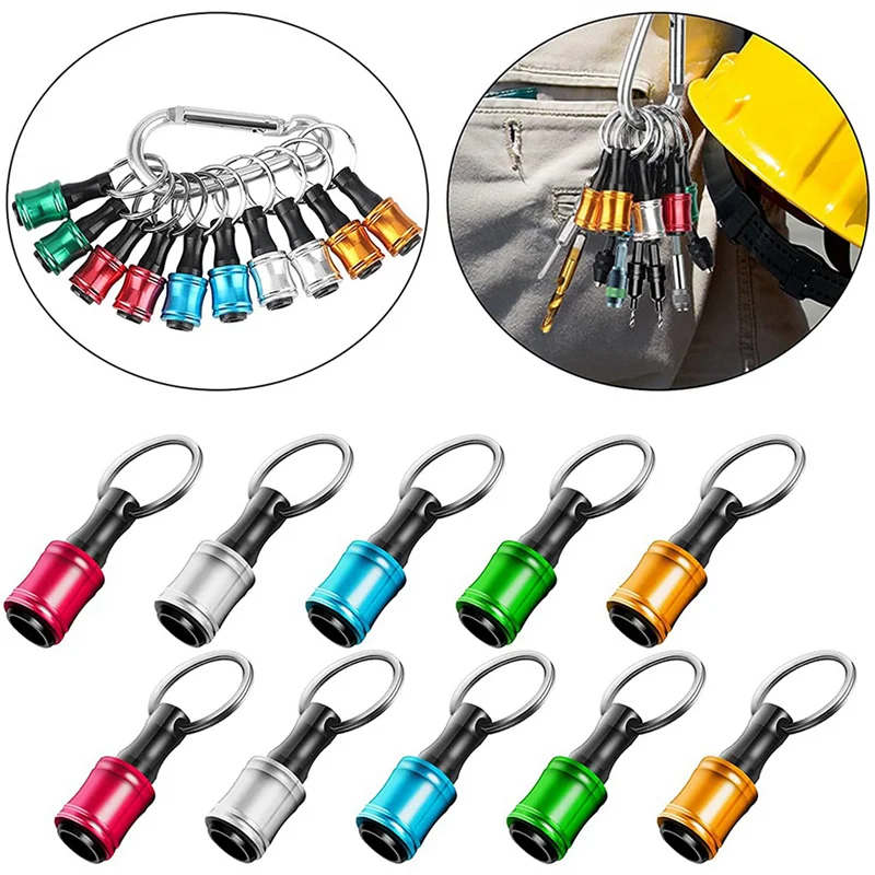 ABBY-30PCS 1/4Inch Hex Shank Screwdriver Bits Holder Extension Bar Keychain Screw Adapter Drill Change(5 Colors)
