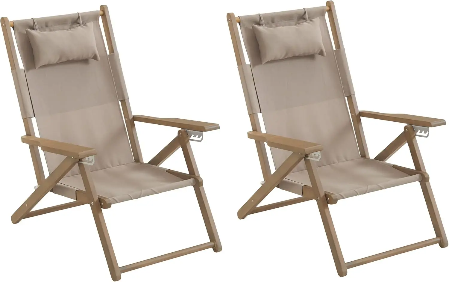 

Набор из 2 пляжных стульев — устойчивый к атмосферным воздействиям деревянный складной стул с ремнями для рюкзака — 4-позиционное сиденье с откидной спинкой — Beach Ess