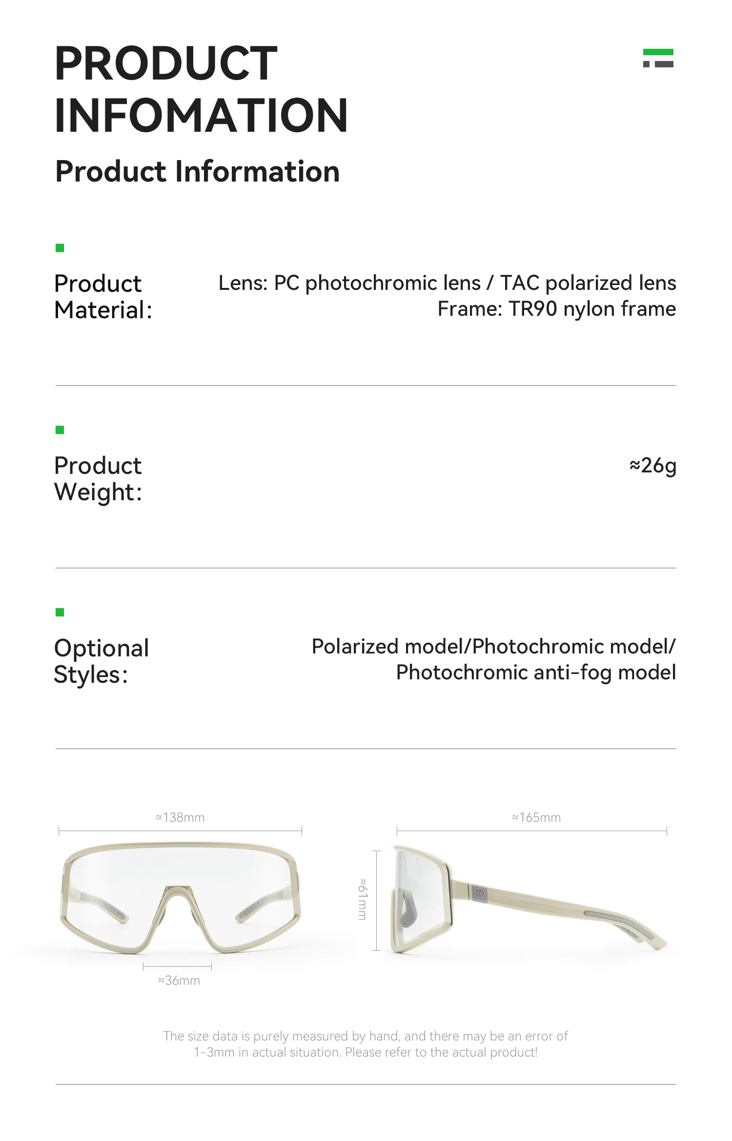 ROCKBROS Outdoor-Radsportbrille Polarisiert / Beschlagfrei Photochrom UV400 Fahrbrille Rutschfeste Fahrradbrille – Detail 2
