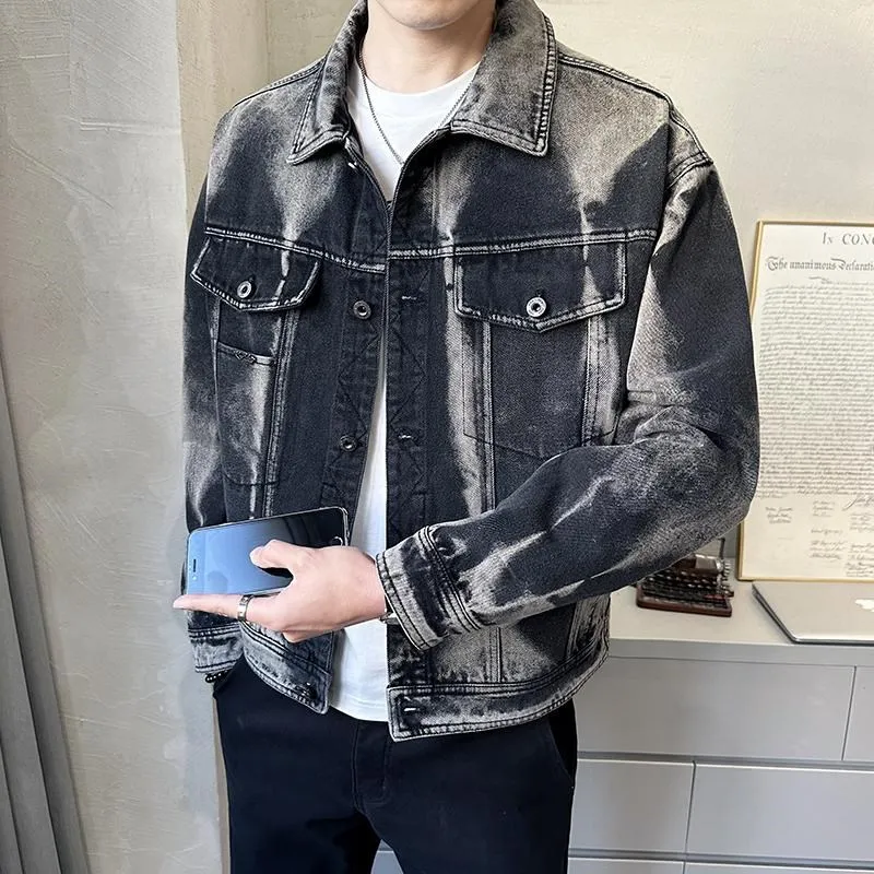 Loose Fit Men's Denim Jacket Spring Autumn New Style Casual Korean Version Slimming Trendy Turn-down Collar High-end Top