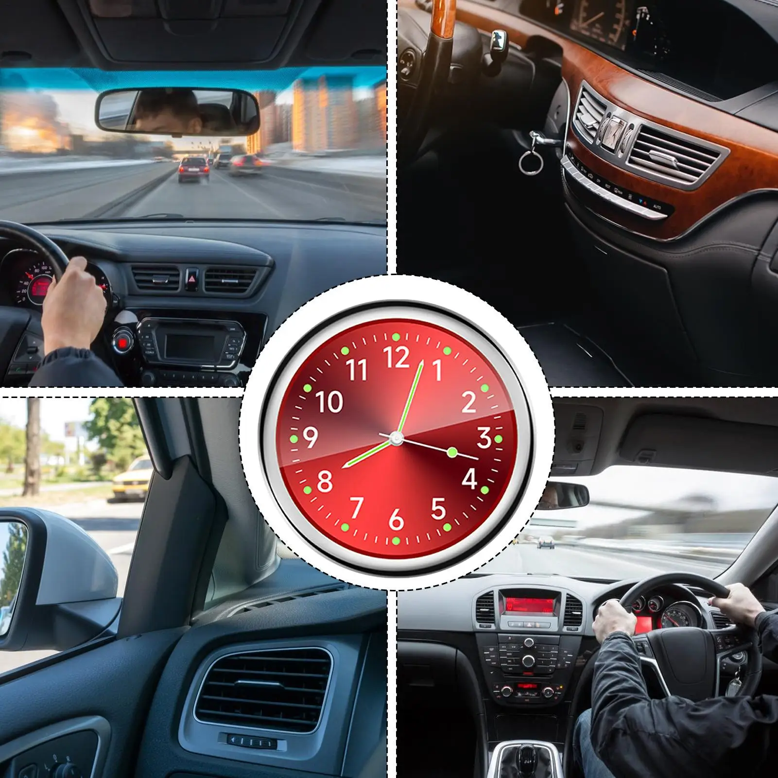 

Миниатюрные кварцевые аналоговые часы для автомобиля, наклеиваемые на приборную панель, светящиеся декоративные часы для украшения автомобиля, эксклюзивные.