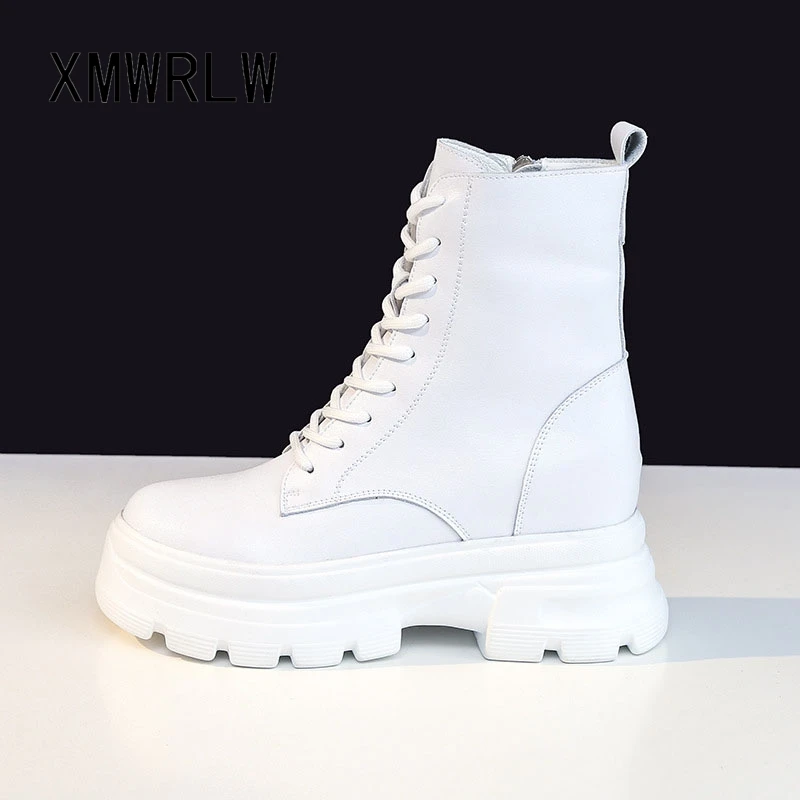 

XMWRLW 2025 Autumn Winter Genuine Leather Women Ankle Boots Thick Sole Warm Plush Women Winter Ankle Boots Non-Slip Shoes Boot