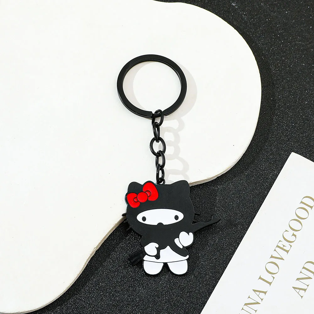 Sanrio Cartoon Hello Kitty Keychain Creative Gangster Robber Style Personalised Kitty Cat Keychain Gift for Bag Pendant