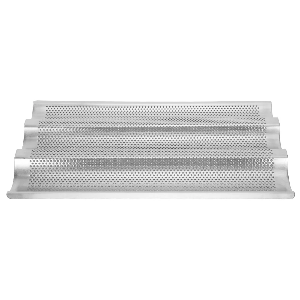 Mold French Bread Baking Pan 3 Grooves French Bread Baking Mold Waves Baking Tray Pan Bread Baking Tool Silver