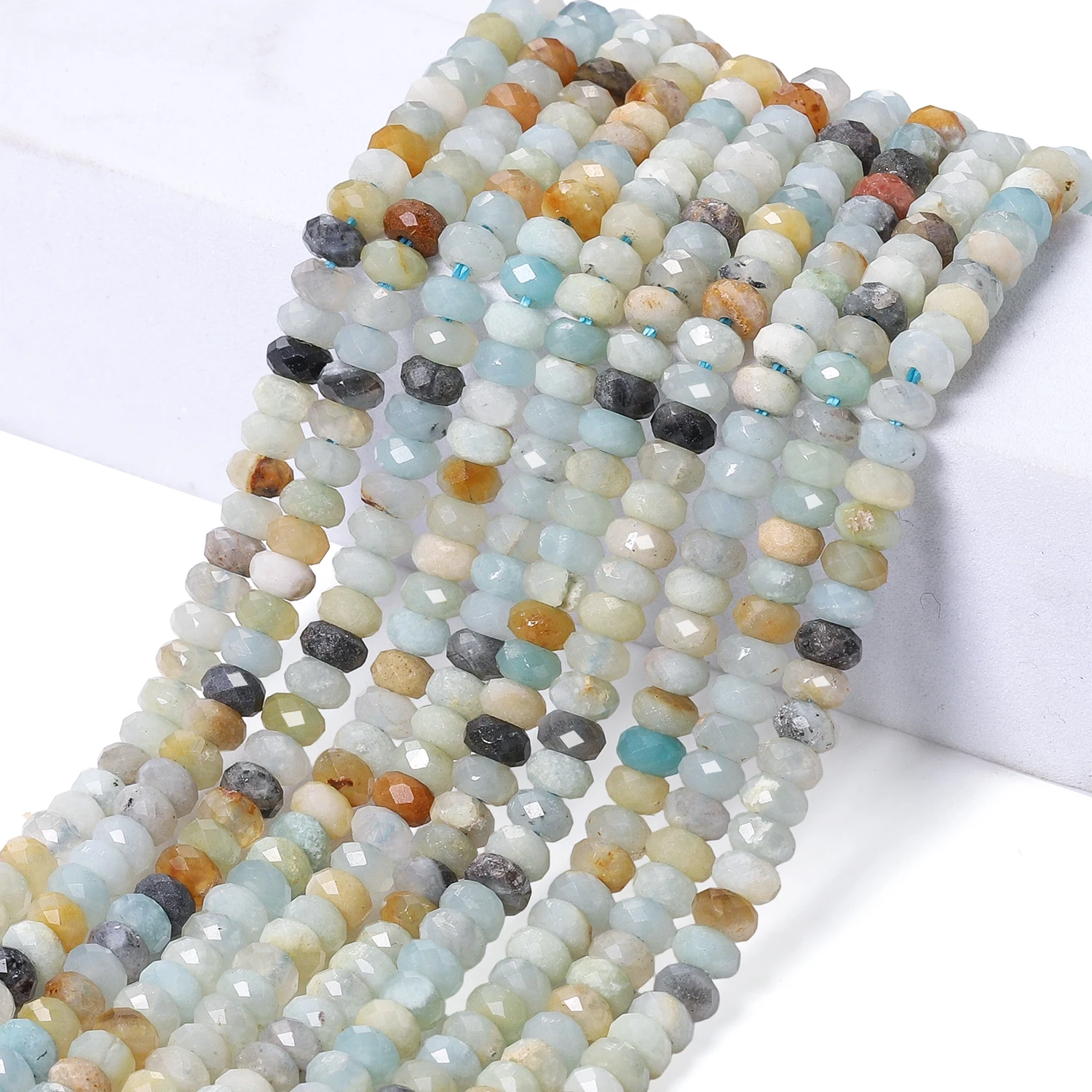 4x2mm Faceted Rondelle Colorful Amazonite Beads Natural Stone Abacus Spacer Beads For Jewelry Making Supplies DIY Bracelets 15''