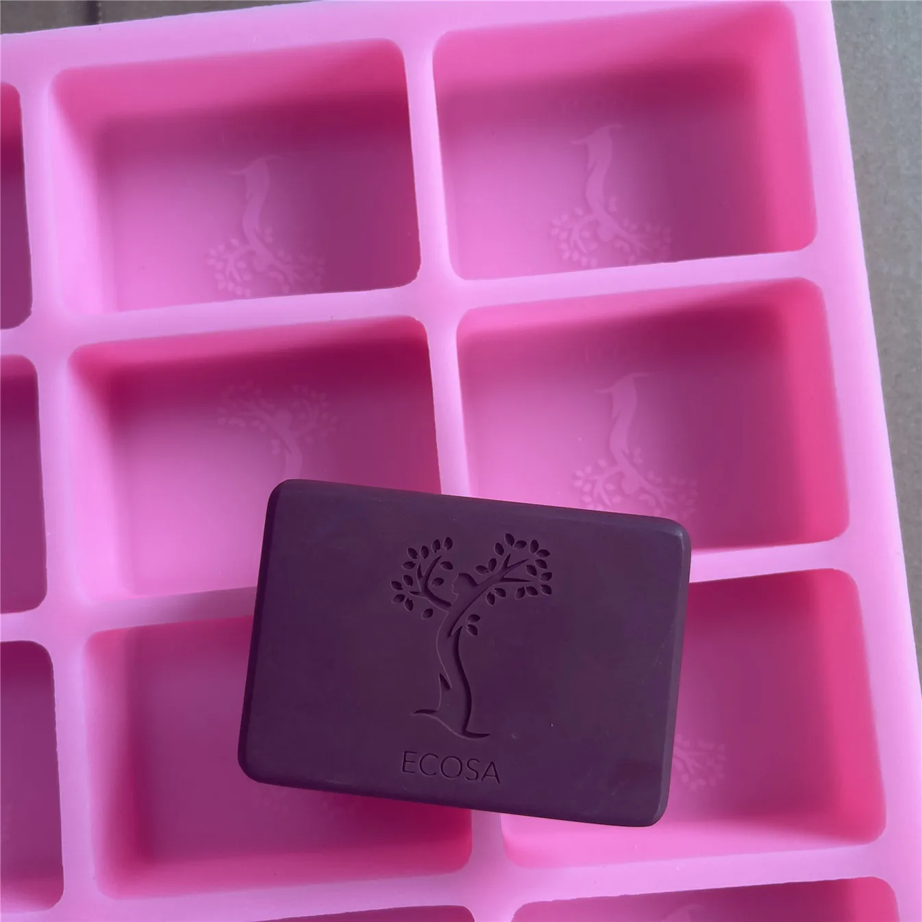 12 Cavities Rectangle Personal Custom Silicone Soap Mold Silicone Tray with Brand Name for Natural Soap Making