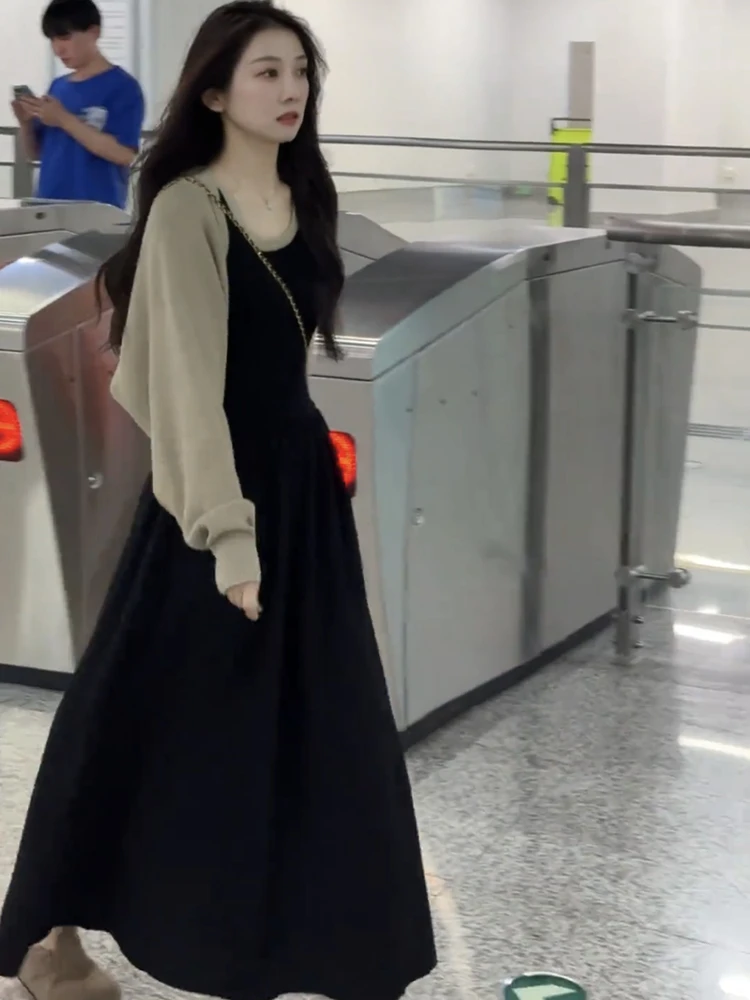 Dresses Womens Teen Winter Long-Sleeved Boho Cottagecore Fairycore Florals Blossom Daisy Petal Rural Christmas Hollow Out Autumn