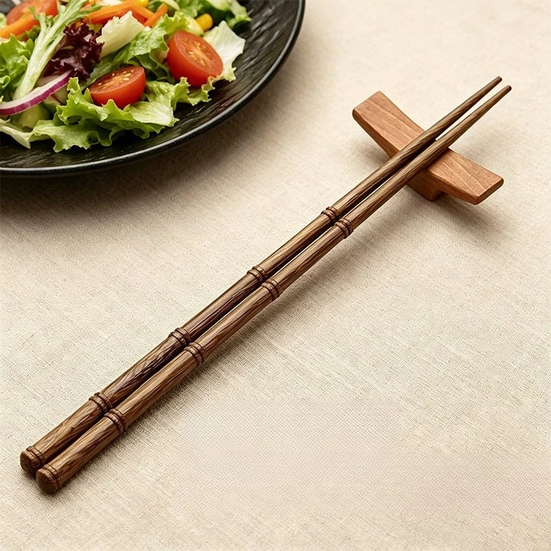 A Pair of Bamboo‑Joint Wooden Chopsticks Non‑Slip Pointed Tip Reusable Wood Tableware for Family Household