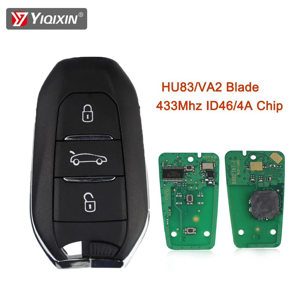 433MHz Smart Remote Car Key For Peugeot 208 301 308 508 3008 5008 For Citroen C3 C4 C4L C5 DS4 DS5 DS6 Picasso ID46/4A Chip HU83