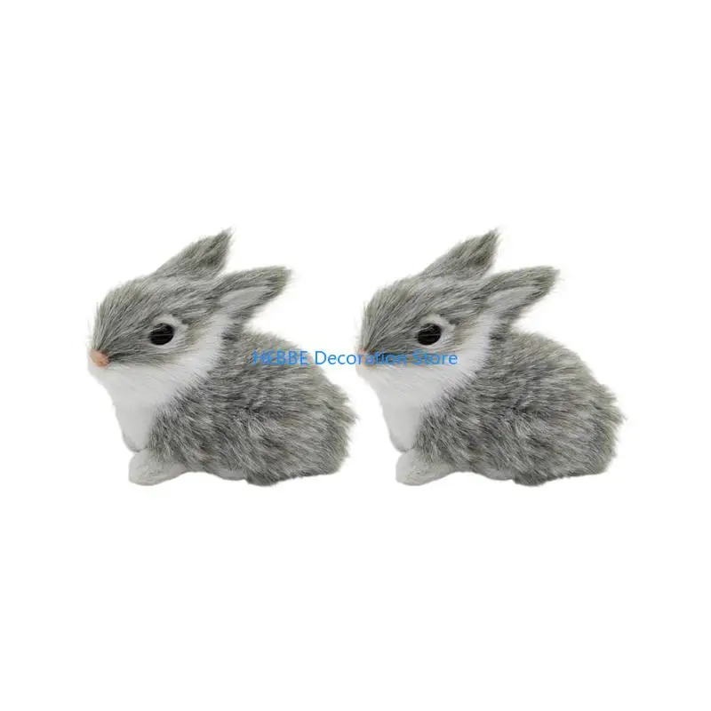 B0KC Easters Rabbit Figurine Realistic Rabbit Stuffe Farm Animal Statue Spring Basket
