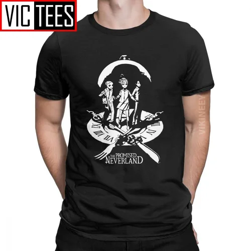 남성용 약속된 네버랜드 티셔츠, 엠마 레이와 노먼 티셔츠, 만화, 증기파 애니메이션, 100 퍼센트 코튼 