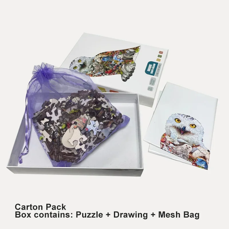 ตัวต่อจิ๊กซอว์รูปสัตว์ทำจากไม้สำหรับผู้ใหญ่ตัวต่อรูปนกฮูกสำหรับเป็นของขวัญในวันหยุดแบบ DIY ของเล่นเพื่อการศึกษาสำหรับเด็ก