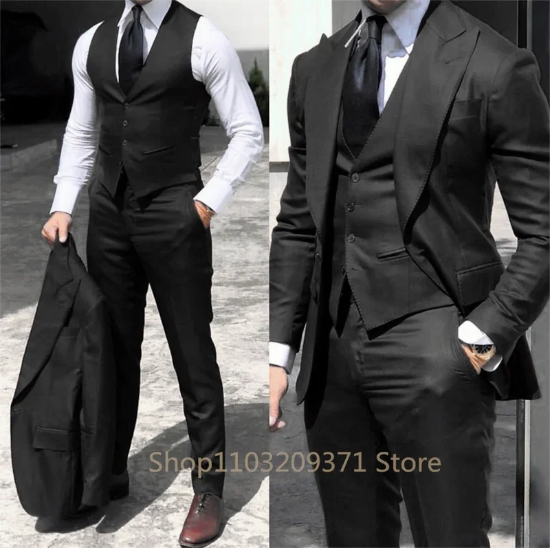 3 Pieces Herringbone Suit Men Formal Business Tweed Tuxedo for Men Tailor-made Retro Wedding Men\'s Suit Jacket Vest Pants Set