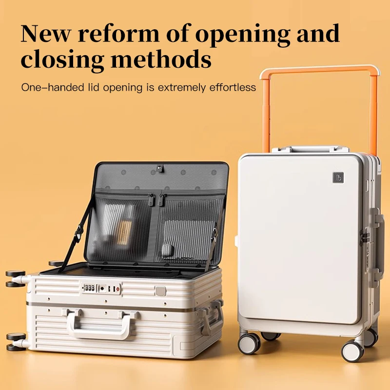 حقيبة سفر بعجلات ذات أنبوب عريض، حقيبة حمل مقاس 20 بوصة، حقيبة عربة مقاومة للكسر مقاس 24 بوصة، حقيبة سفر بفتحة جانبية #6