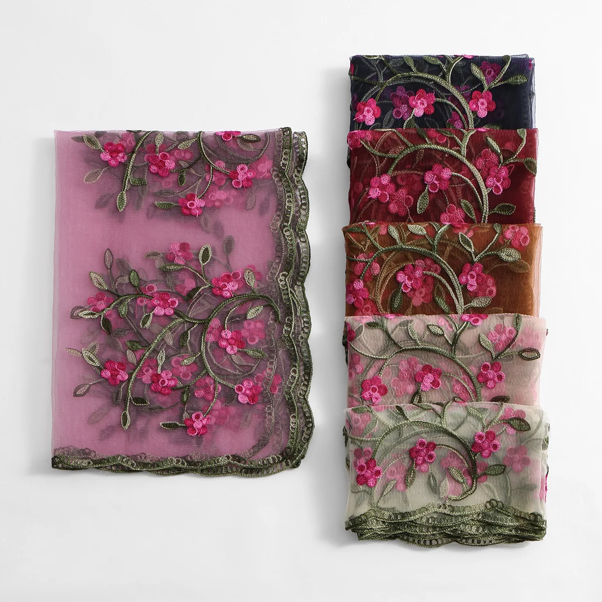 Embroidered Lightweight Scarf Women Soft Fashion Shawl Wraps Summer Travel