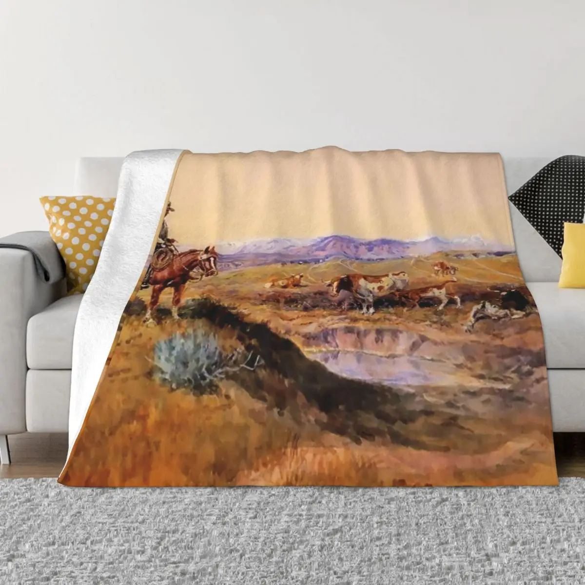 

“Worked Over” Western Art by Charles M Russell Throw Blanket Multi-Purpose for sofa Blankets