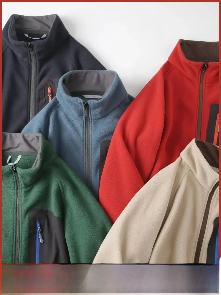 

High-End Autumn Winter Fce Lined Stand Collar Outdoor Casual Sports Windproof Warm Versatile Men Women Couple Jaet