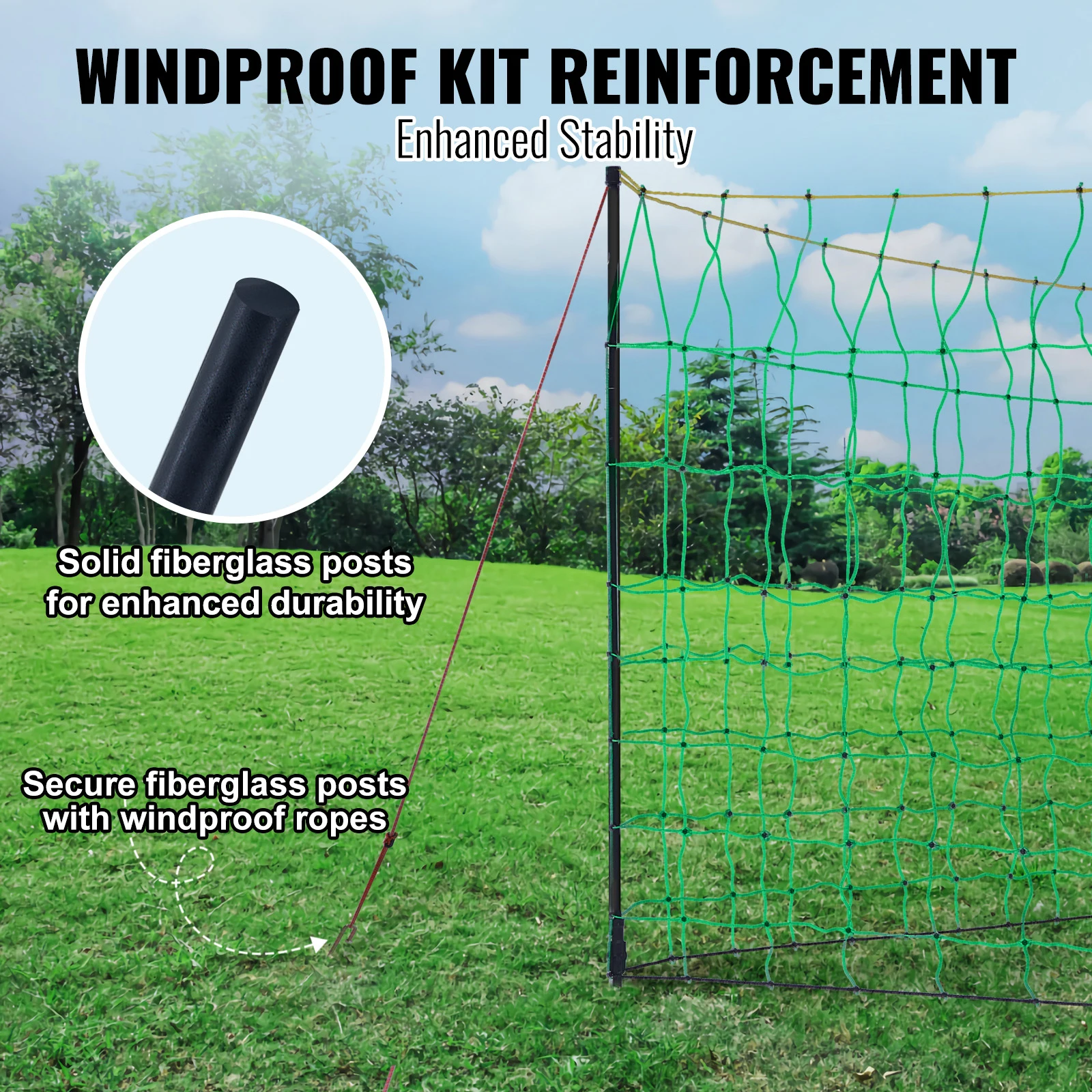 

Electric Fence Netting, 35 H X 164inch L, PE Net Fencing With Posts & Double-Spiked Stakes, Utility Portable Mesh For Goats,