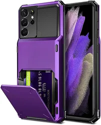 Wallet Card Slots Credit Card Holder Case For Samsung Galaxy S21 S22 Ultra S10 E S20 FE 5G Note 20 10 9 8 S7 S8 S9 Plus Case