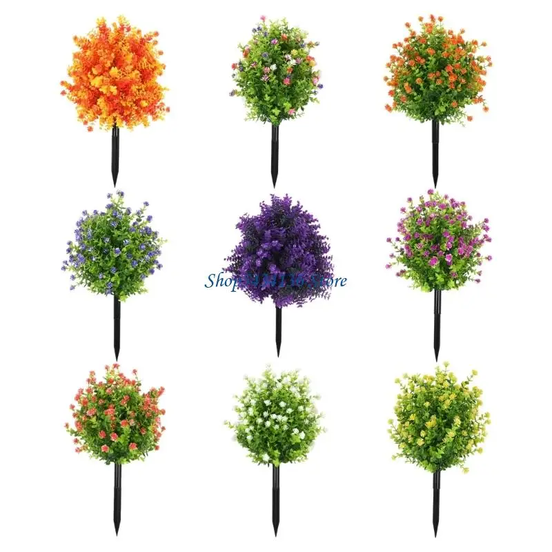 

H7ED Flexible Ground Insertion Faux Greenery Stakes With Natural Looking Leaves Perfect For Garden Parties Decoration