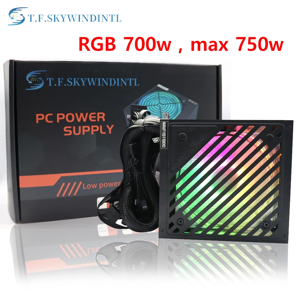 

NEW T.F.SKYWINDINTL RGB PC Power Supply Server ATX PSU Rated Real 700W Source Max 750W 24PIN Gaming Desktop Computer Supply