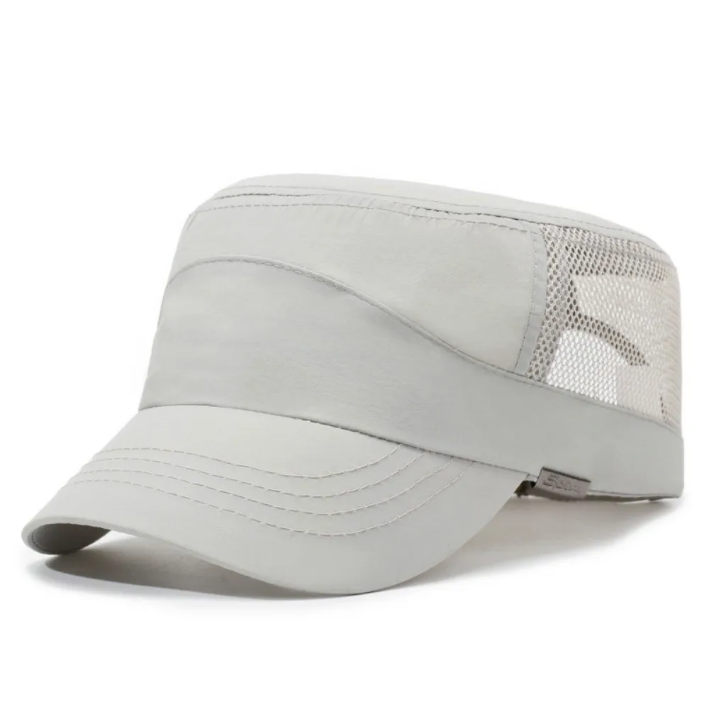 New Mesh Flat Top Hat Breathable Adjustable Sun Protection Hat Lightweight Quick Drying Baseball Caps Outdoor