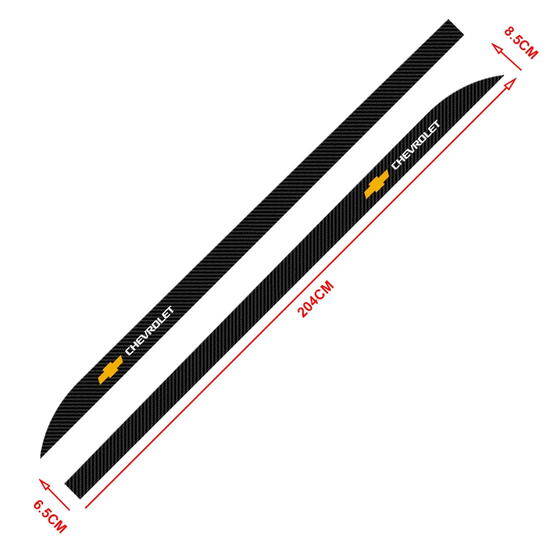 2pcs Carbon Car Door Side Skirt Sill Stripe Sticker Decals For Chevrolet Captiva Cruze Silverado Spark Monza Crvalier Malibu