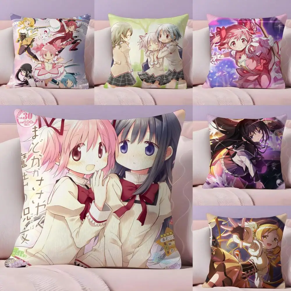 Cushion Cover Plush Fabric Soft Double-Sided Printed Sofa Warm Winter Home Gift Pillow Cover P-Puella M-Magi Madoka Magica