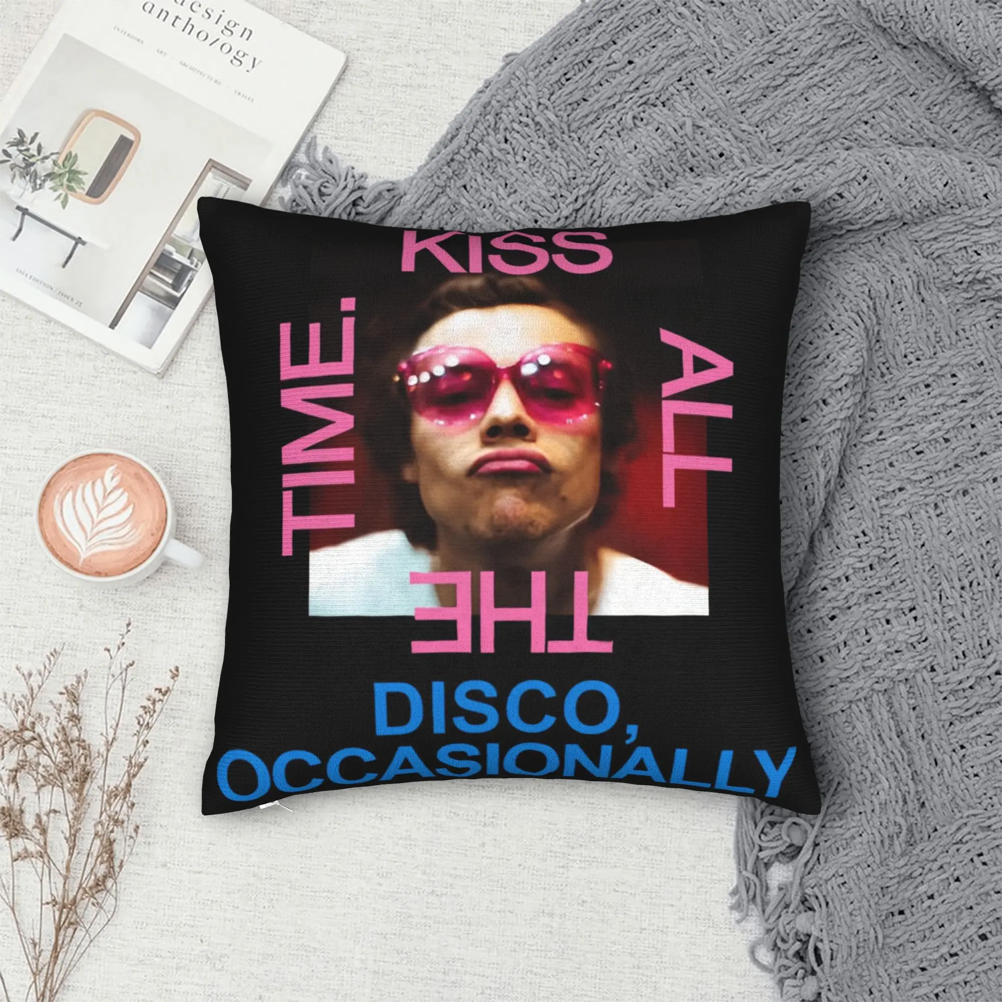 Harrys Styles Kiss All The Time Disco Pillow Cover  Print Cushion Cover Morden Pillow Case For Sofa Car Home Decor