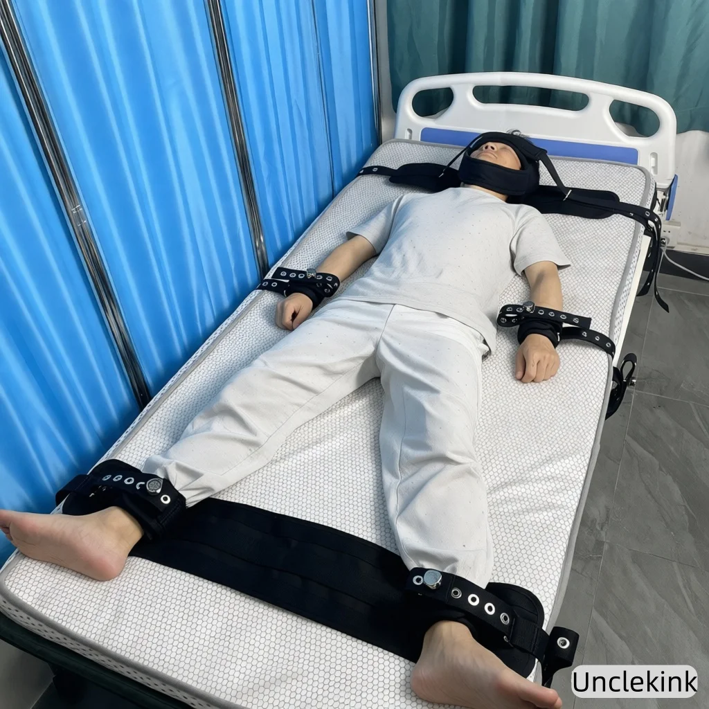 Head Wrist Ankle Restraint Set with Magnetic Lock Bed Fixing Strap Body Position Belt Medical Belt for Patient Agitated Care