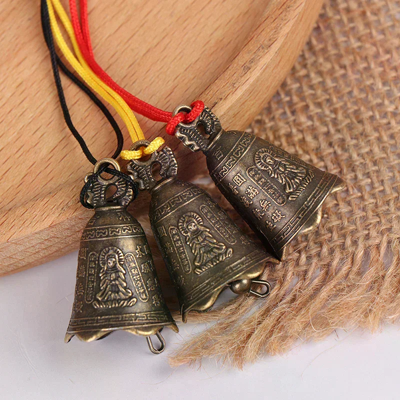 1pc Antique Bell Chinese Mini Sculpture Pray Guanyin Buddha Bell Shui Feng Bell