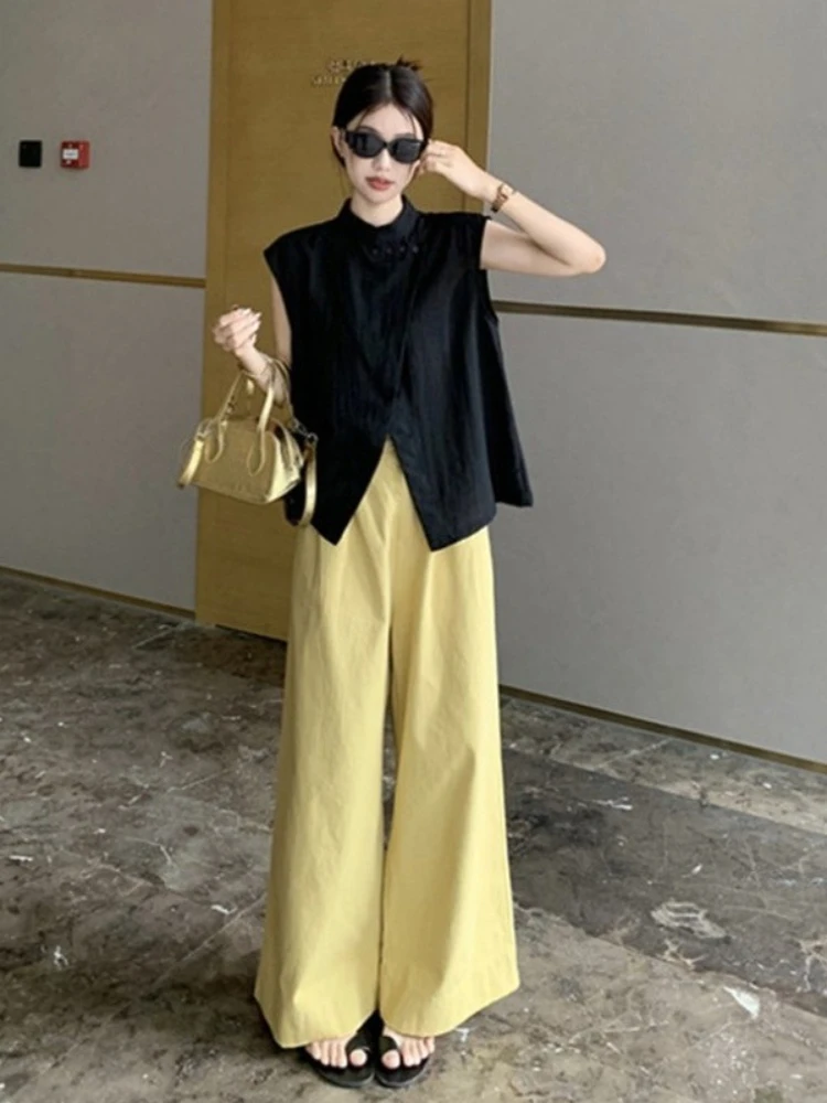 

Blouse and Pant Sets for Women 2 Pieces Shirt Tailor Clothing Sales Promotion Full with Sleeve Clothes Wide Leg Trousers Woman