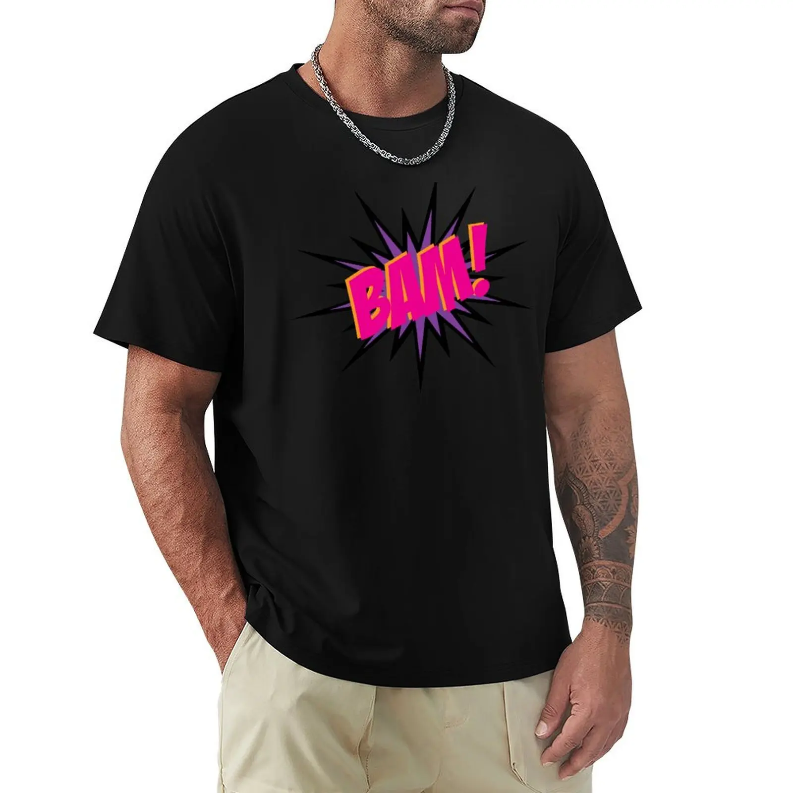 Bam (Pink) T-Shirt Basic Simple Design Short Sleeve Shirt