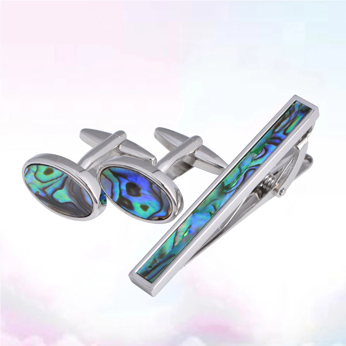 

Colorful Cartoon Cufflinks Set Abalone Shell Tie Clip Decors Party Work Accessories High Quality Brass Material Easy Match