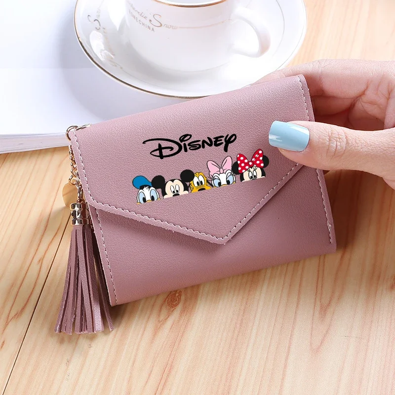 Disney Cartoon Minnie Mouse Women Wallets New Purses PU Leather Money Bag Female Short Hasp Purse Small Coin Card Holder Wallet